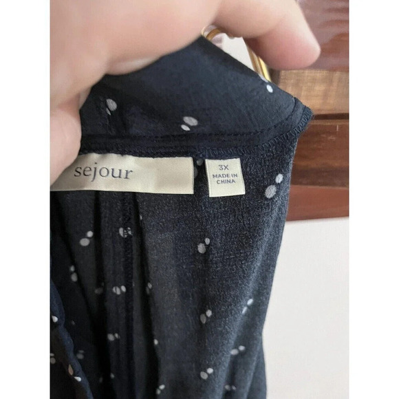 Sejour Womens Pants Wide Leg 3x Navy Polka Dot Print - Picture 2 of 6